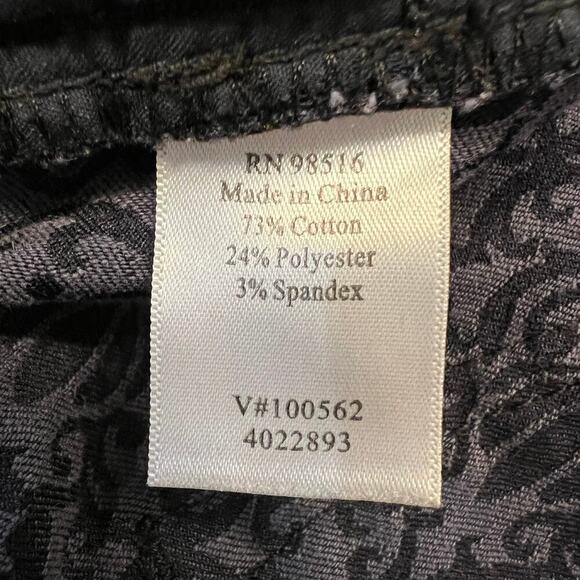 Coldwater Creek Natural Fit Navy Blue Jacqard Pants Size 14 Brocade Look - Picture 10 of 12